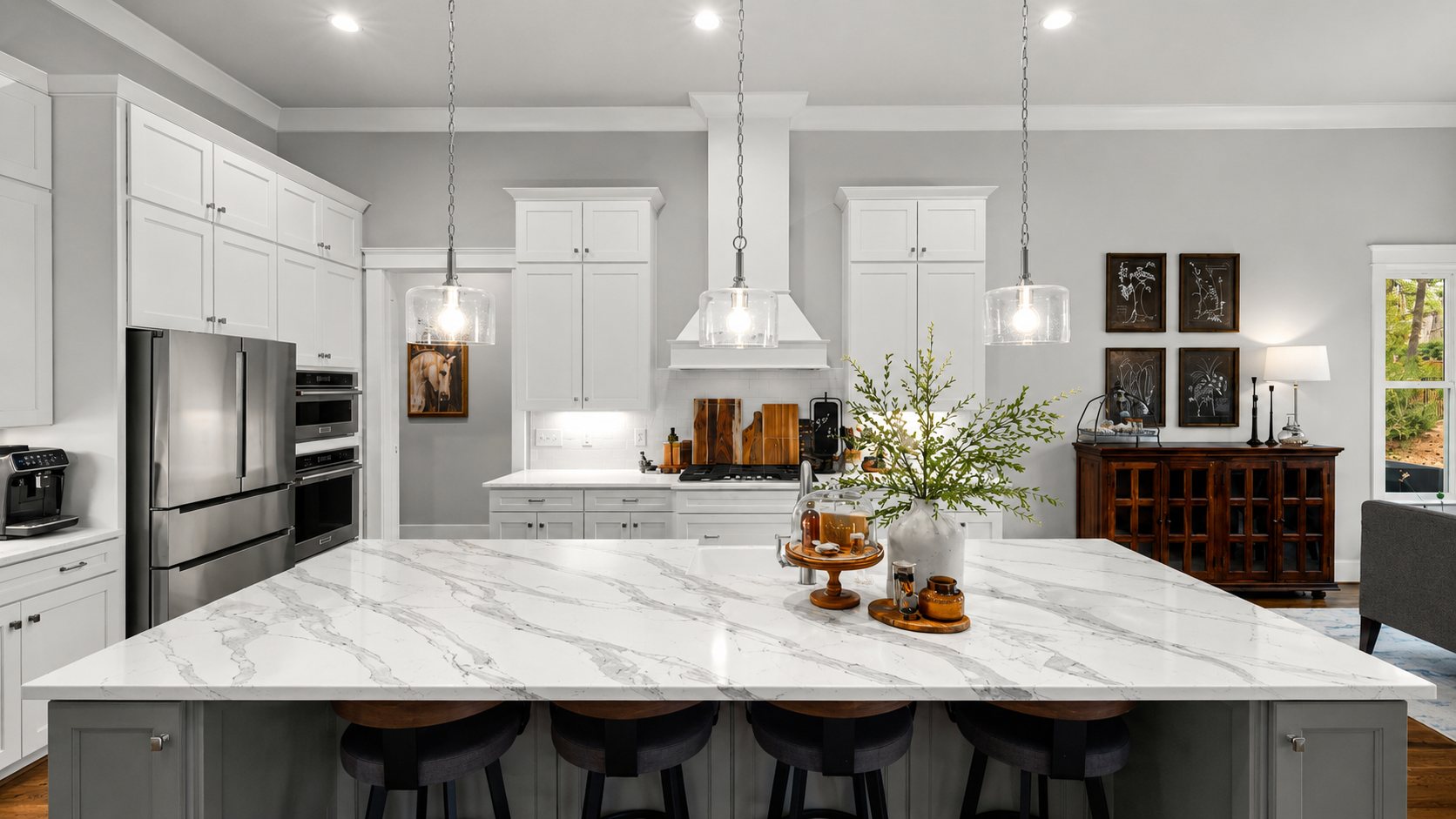 TS-1154 Everest Vein quartz kitchen