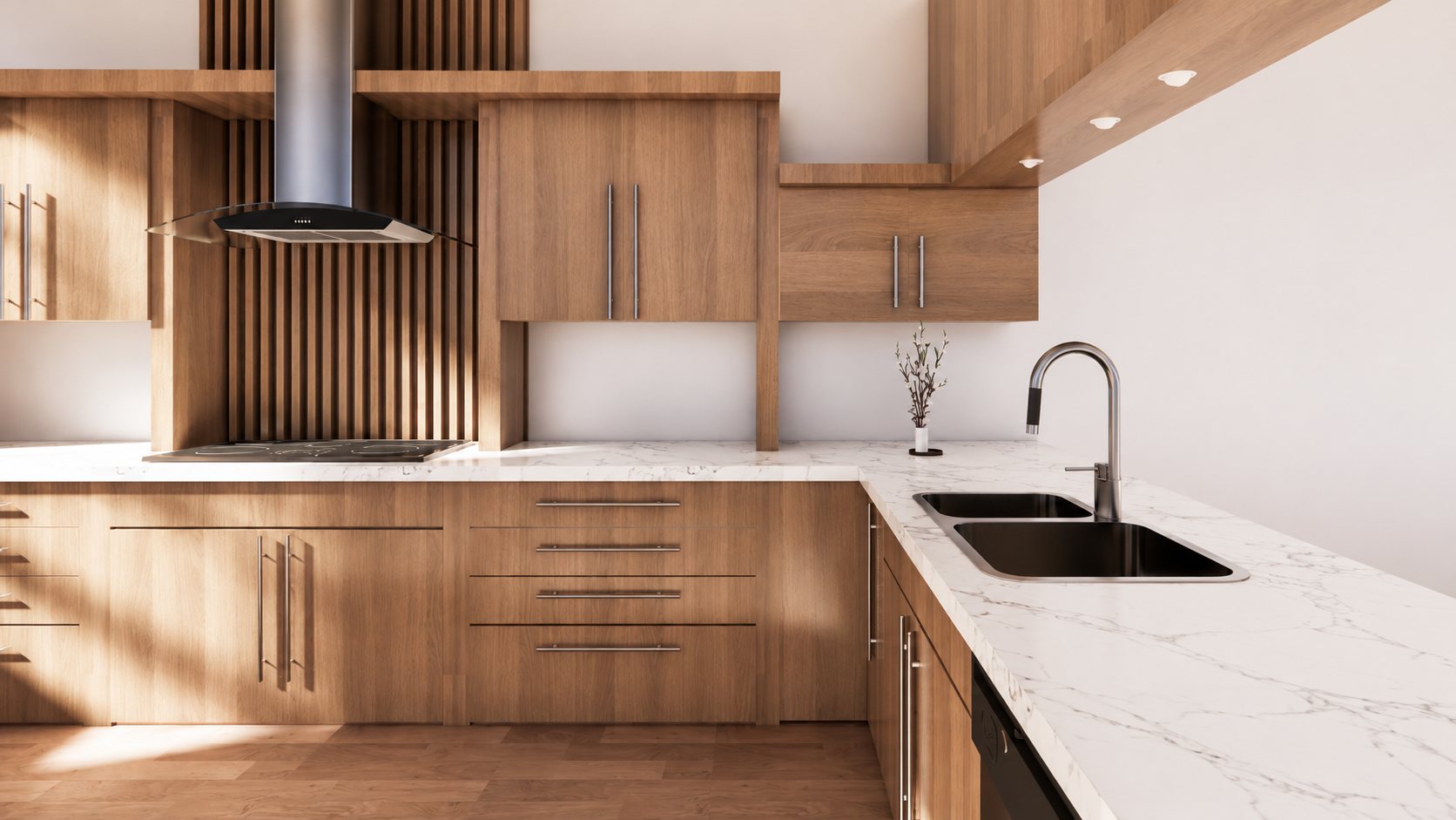 TS-1105 Imperial Bianco quartz kitchen